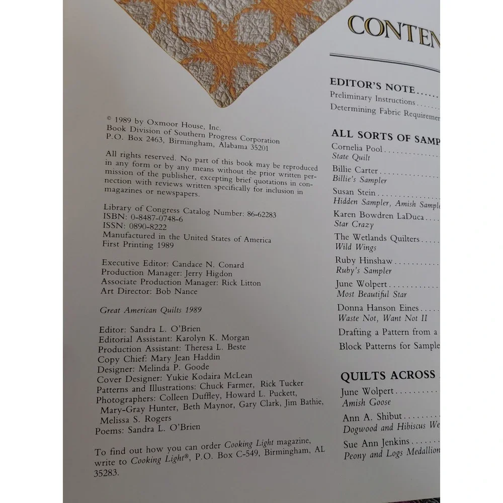 Great American Quilts 1989 Oxmoor House Vintage Quilt Pattern Book Paperback